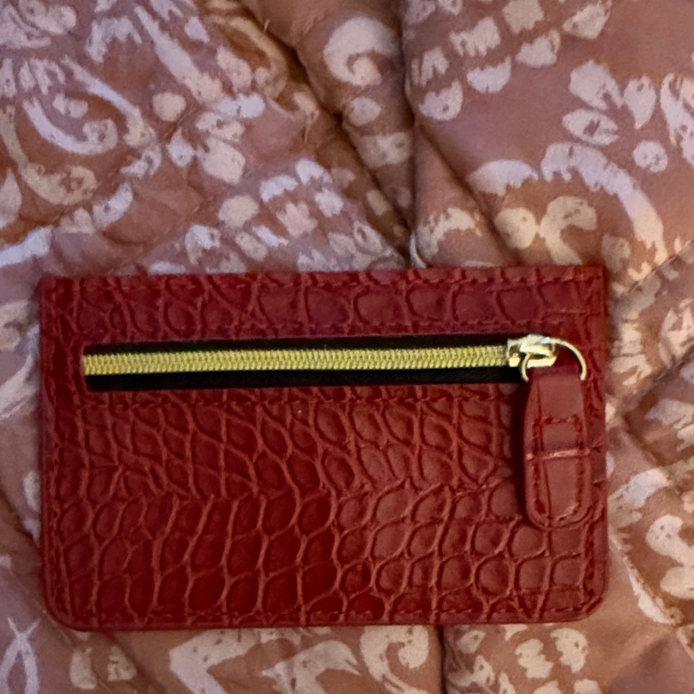 B-Low the Belt Red Croc-Embossed Card Holder - Picture 3 of 3